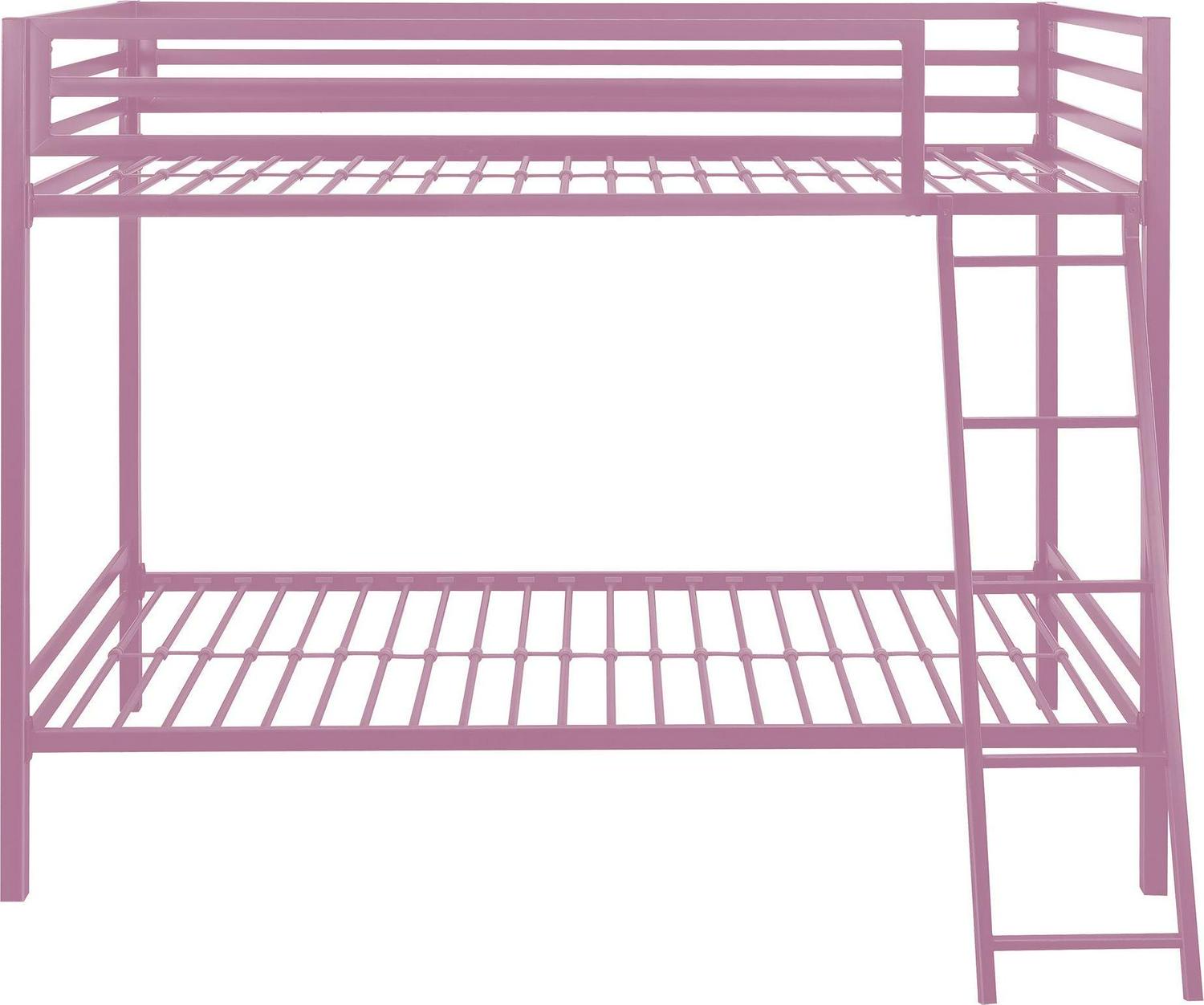 Mainstays Premium Twin over Twin Metal Bunk Bed， Pink