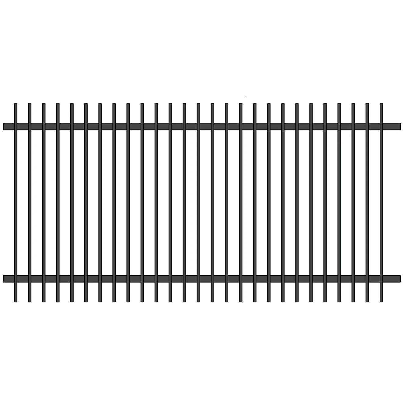 Powder coated 2 rails welded aluminium  metal blade garden fence panels 1200mm x 2300mm