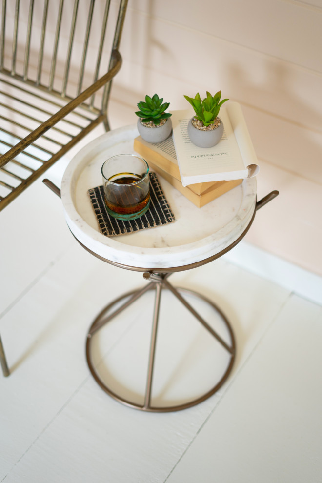 Iron Hour Glass Side Table With Marble Top   Contemporary   Side Tables And End Tables   by Kalalou  Inc.  Houzz