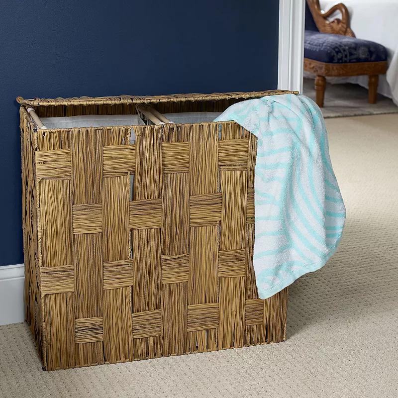 Household Essentials Resin Wicker Double Hamper