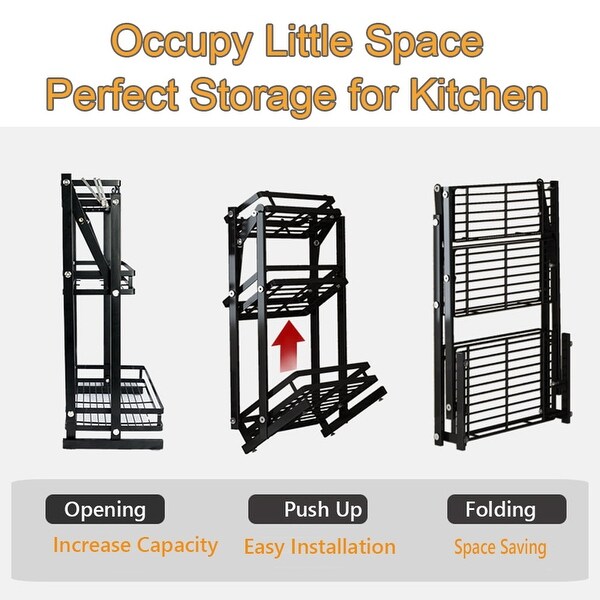 3 Tier Foldable Spice Rack Free standing Counter Shelf