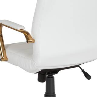 Flash Furniture Whitney High Back Faux Leather Swivel Ergonomic Office Chair in WhiteGold Frame with Arms GO2286HWHGLD