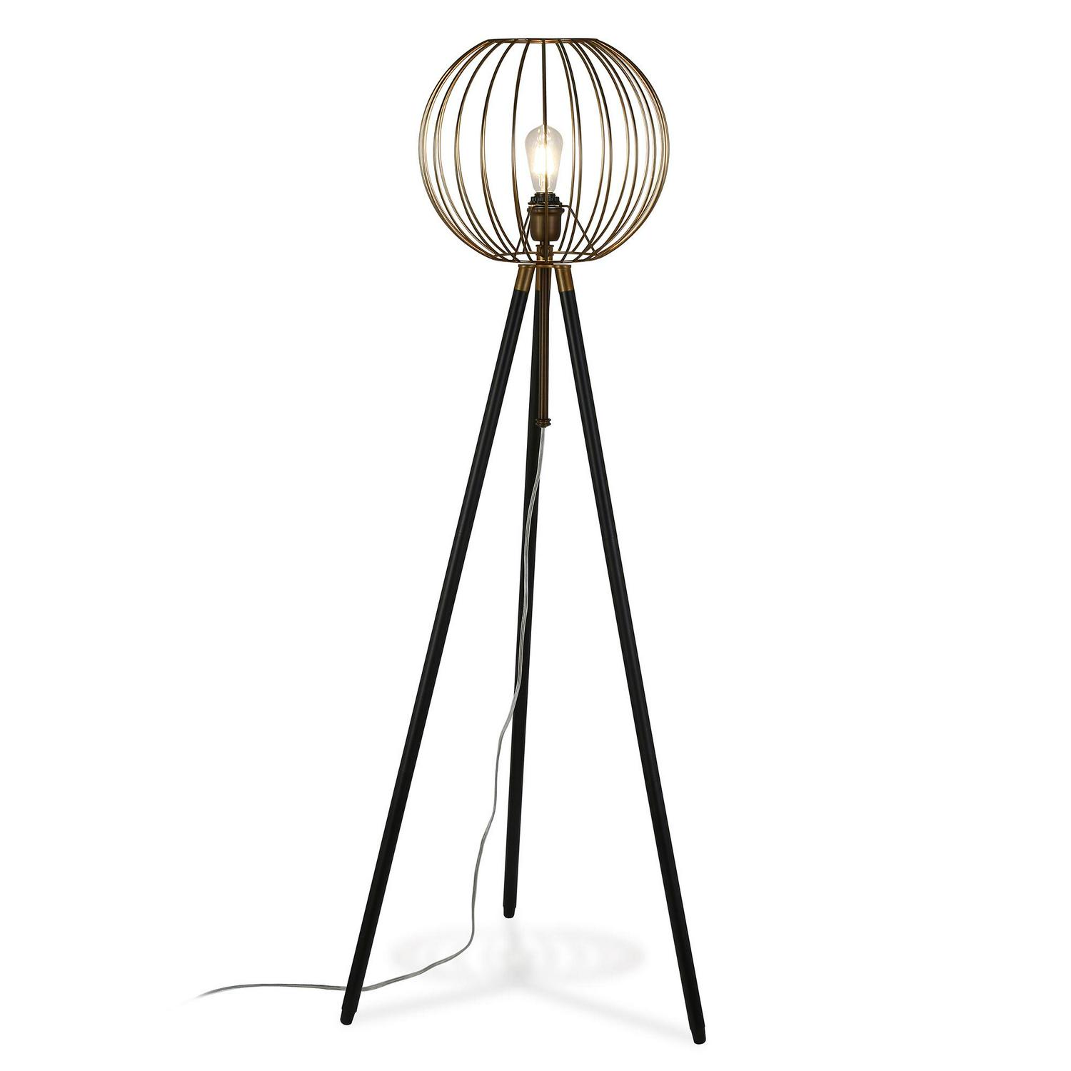 EvelynandZoe Traditional Metal Cage Tripod Floor Lamp