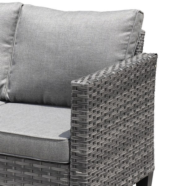 HOOOWOOO Outdoor Patio Furniture Wicker Loveseat Sofa