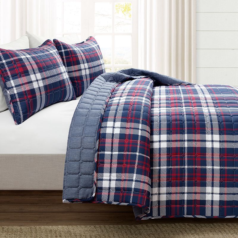 Lush Decor Grayson Farmhouse Plaid Reversible Quilt Set with Shams