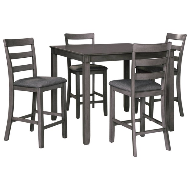 Set Of 5 Bridson Counter Height Dining Table And Barstools Gray Signature Design By Ashley