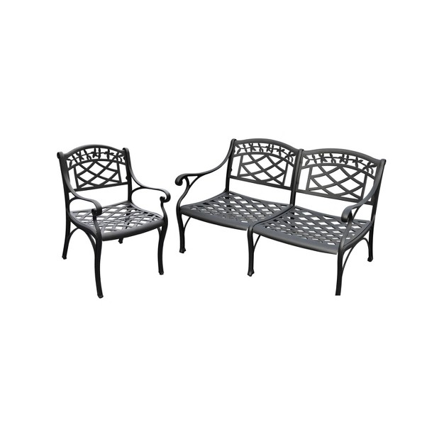 Sedona 2pc Outdoor Seating Set Black Crosley