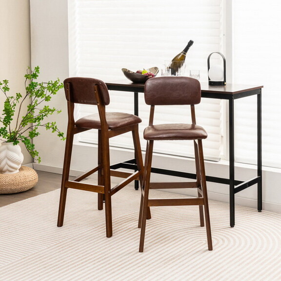 Costway 92371465 29 Inch Upholstered PU Bar Stools...