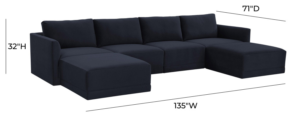 Willow Navy Modular U Sectional   Transitional   Sectional Sofas   by First of a Kind USA Inc  Houzz