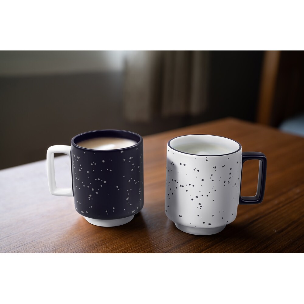 American Atelier Speckled Stackable Mugs Set of 2   14 oz