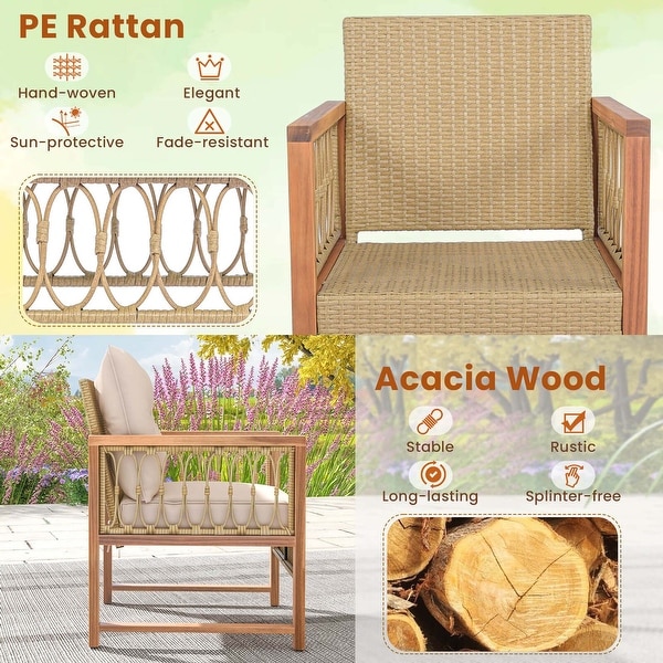 Costway 3 PCS Patio Furniture Set Outdoor PE Wicker Conversation