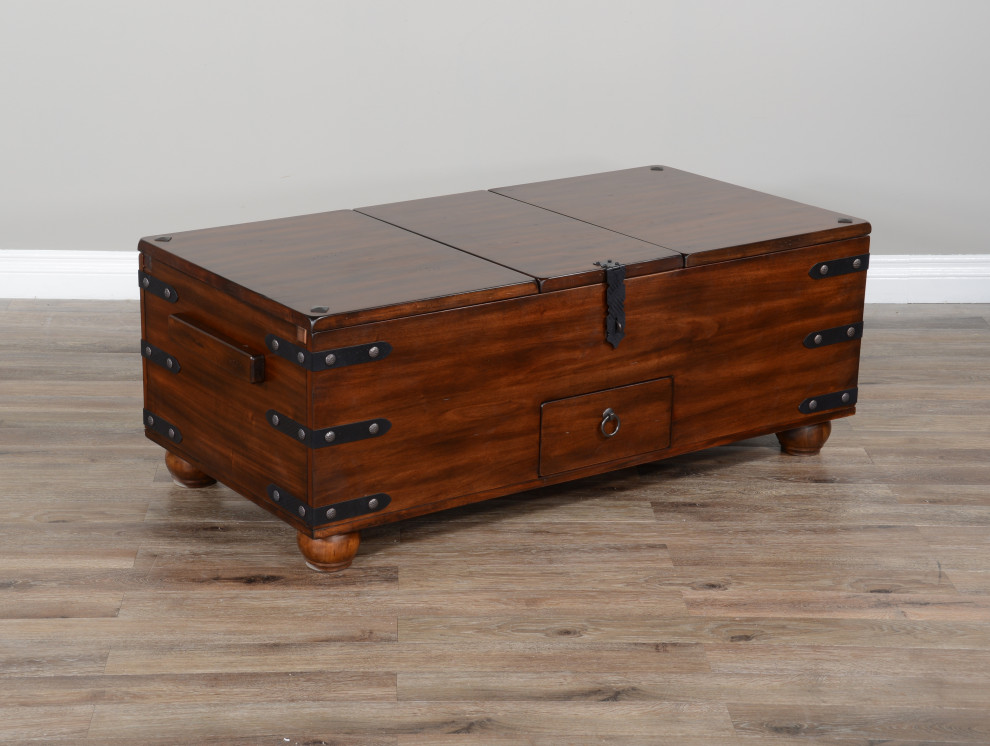 48 quotRectangular Rustic Wood Trunk Coffee Table Storage   Traditional   Coffee Tables   by Sideboards and Things  Houzz