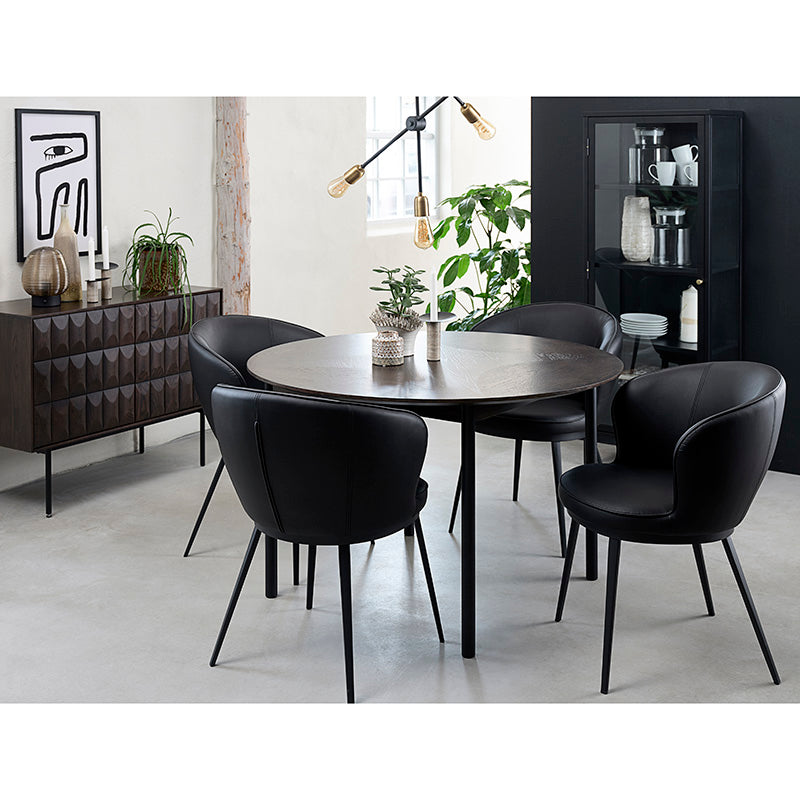 LATINA Round Dining Table 120cm -  Dark Brown / Black