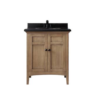 Home Decorators Collection Chartwell 28 in. W x 21 in. D Bath Vanity in Almond Toffee with Granite Vanity Top in Black with White Basin Chartwell 28AT