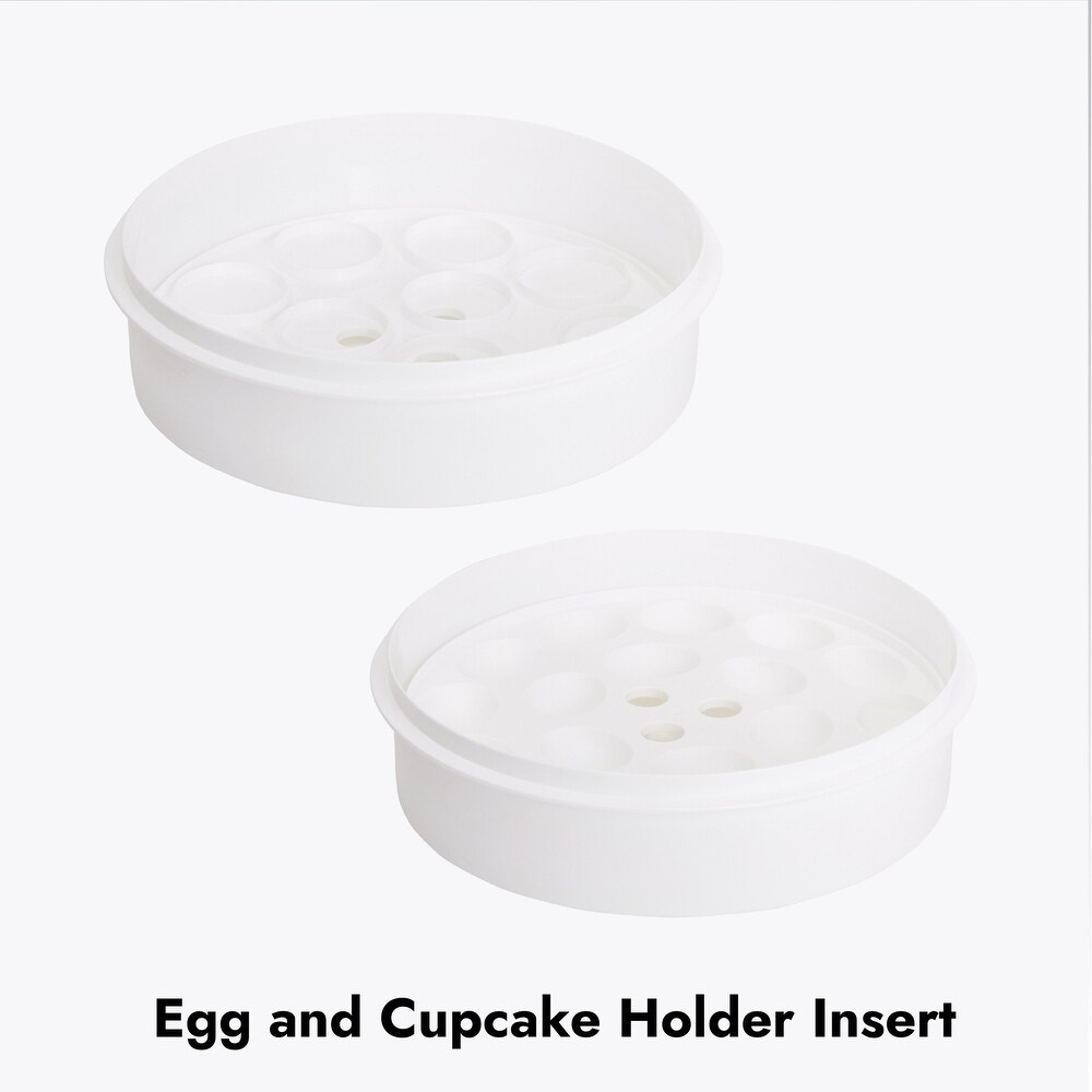 Round Cake Carrier with Handle for Desserts  Cupcakes  Deviled Eggs (White)