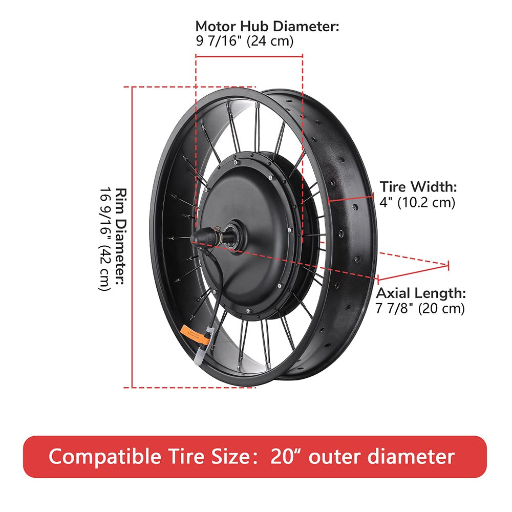 20 Inch 48v 1000w E-Bike Hub Motor Fat Tire Conversion Kit Front
