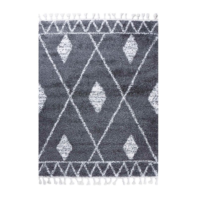 SUPERIOR Boho Tribal Geometric Indoor Tassled Shag Area Rug