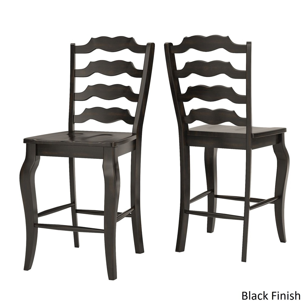 Elena Antique Black Extendable Counter Height Dining Set with French Ladder Back Chairs by iNSPIRE Q Classic