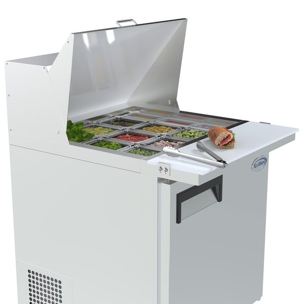 28 in. W 6 cu. ft. Refrigerated Food Prep Station Table with Mega Top Surface in Stainless Steel