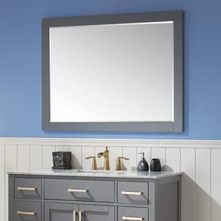 Altair Ivy 48 in. W x 36 in. H Rectangular Wood Framed Wall Bathroom Vanity Mirror in Grey 531048-MIR-GR