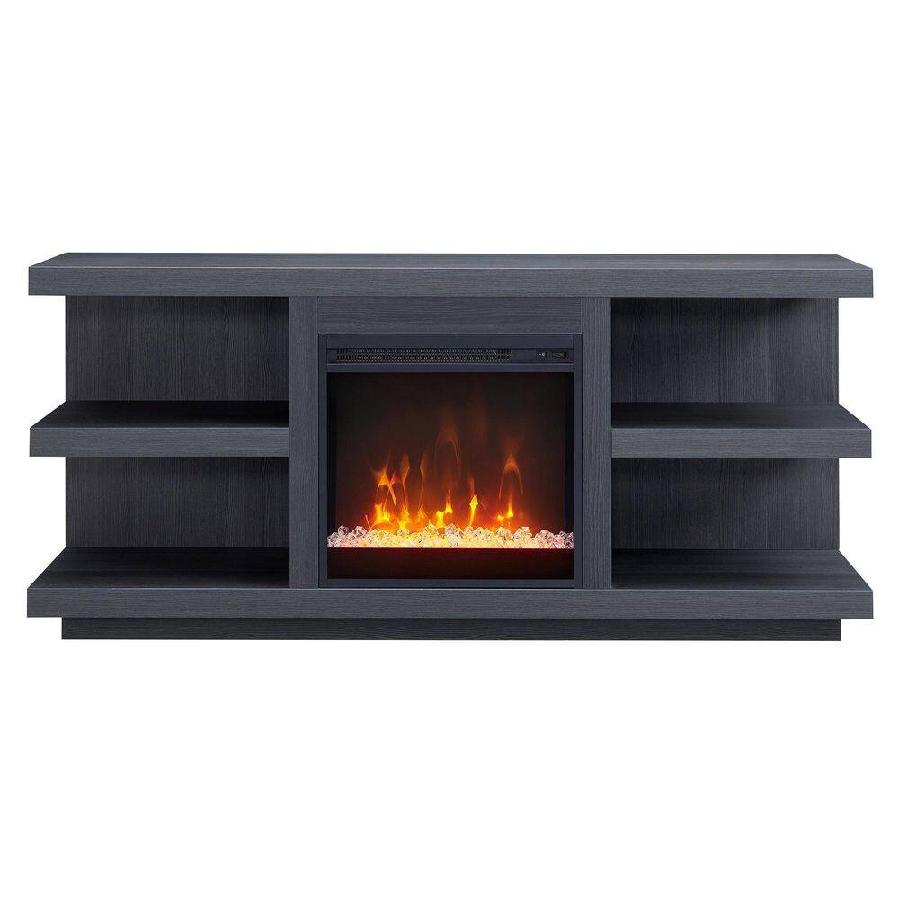 MeyerCross Maya Rectangular Charcoal Gray TV Stand with Crystal Fireplace For TV's up to 65 in. TV1725