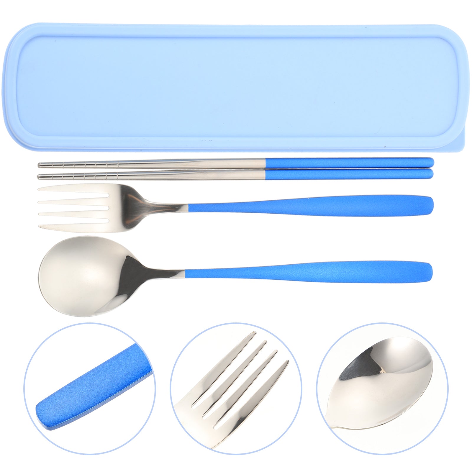 1 Set of Travel Camping Tableware Dishware Set Portable Kitchen Set Stainless Steel Cutlery