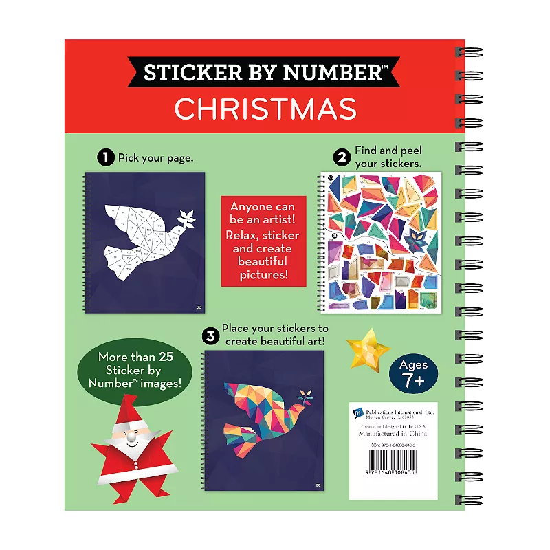 Brain Games Christmas Sticker By Number Book