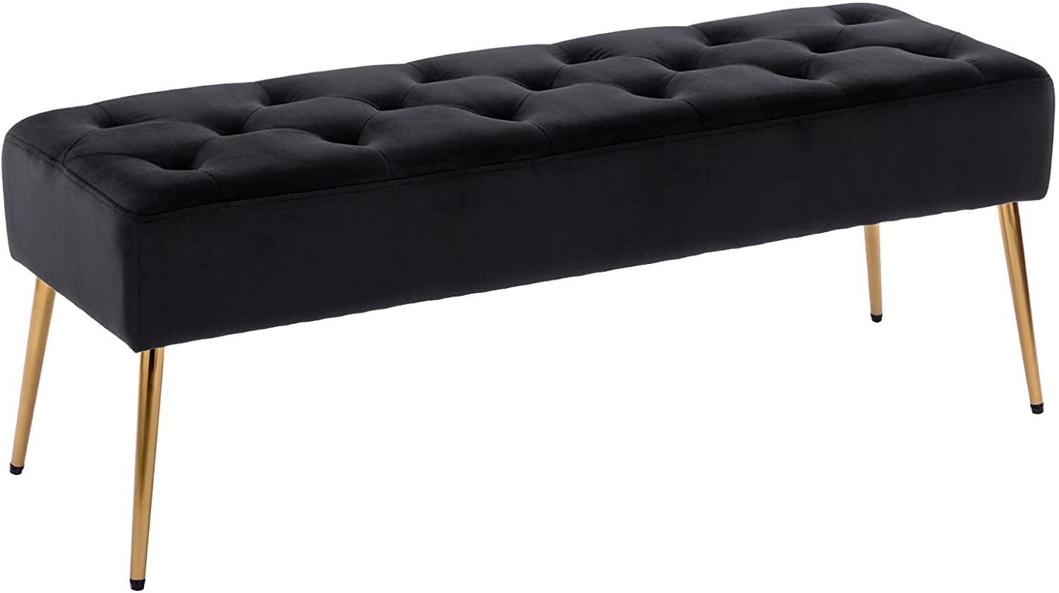 Duhome Velvet Ottoman Bench, Bedroom Bench for Bed End Upholstered Bench Tufted Accent Bench for Living Room Entry, Black