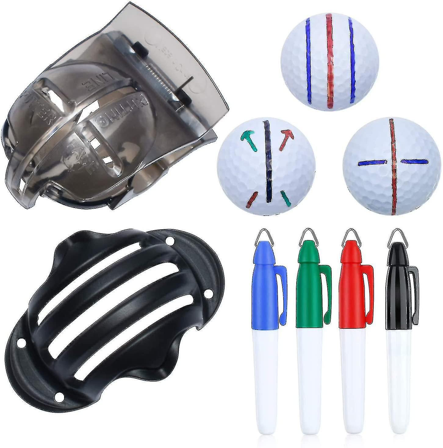 6 Pack Golf Ball Line Drawing Marker Golf Ball Liner Golf Ball Marking Tool Kit - 2 Golf Ball Markin