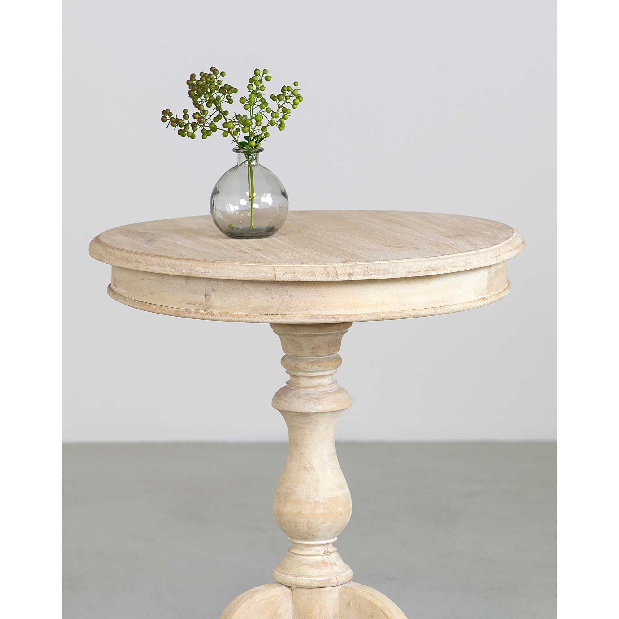 Mindi Wood Pedestal Round End Table