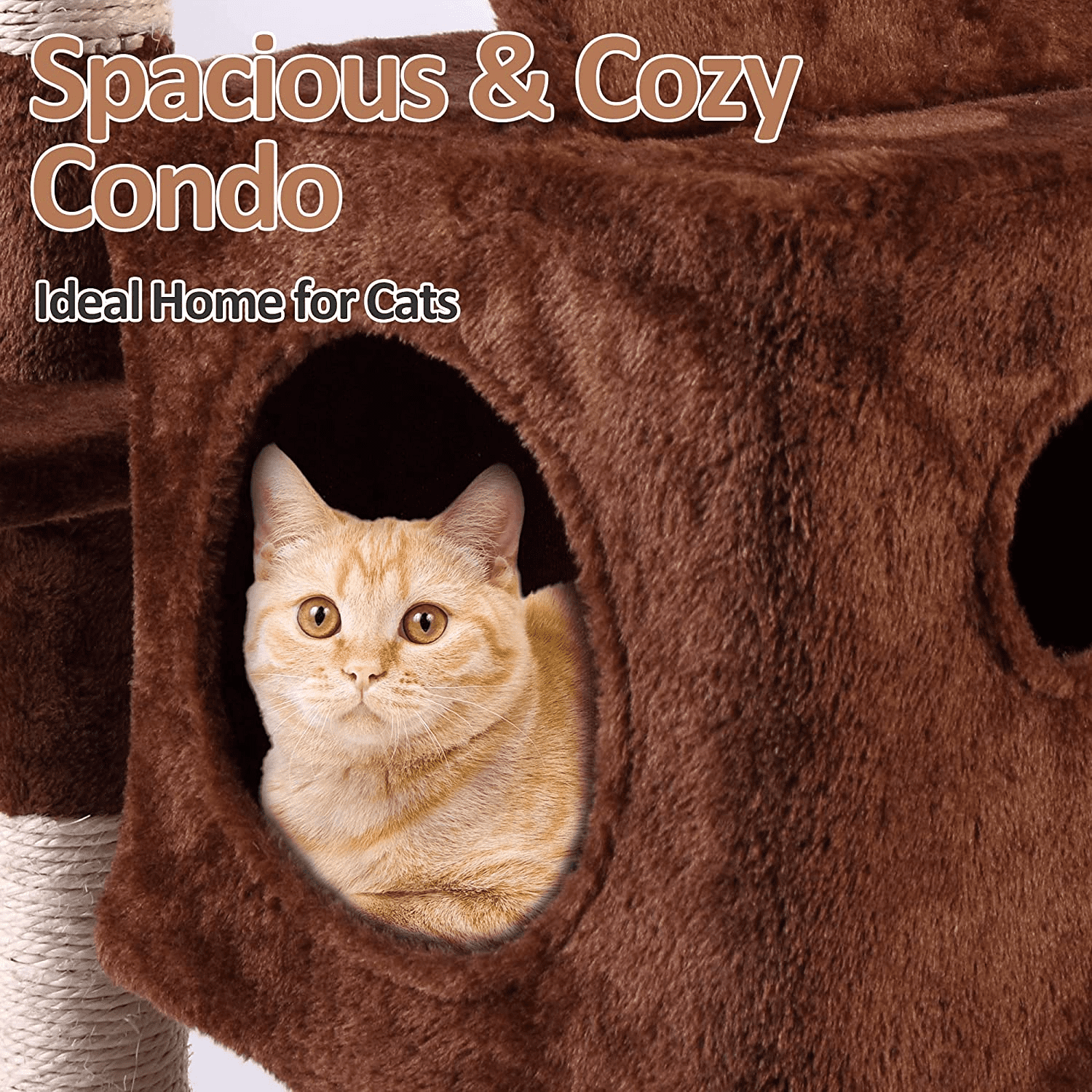 Jaxpety 67-in Cat Tree and Condo Scratching Post Tower， Brown