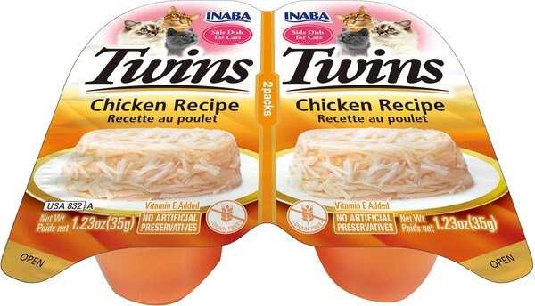 Inaba Twins Chicken Recipe Grain-Free Cat Food Topper， 1.23-oz， pack of 2