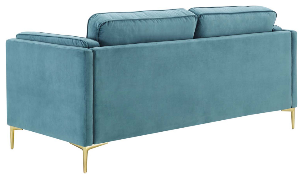 Sofa  Velvet  Dark Gray  Modern  Living Lounge Room Hotel Lobby Hospitality   Midcentury   Sofas   by House Bound  Houzz