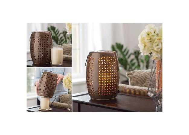 Decorative Chestnut Brown Bellaroma Crescent Cut out Ceramic Candle Warmer Lantern