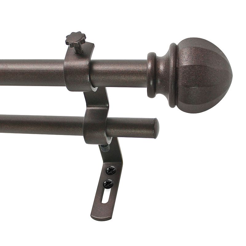 Decopolitan Faceted Ball Adjustable Double Curtain Rod