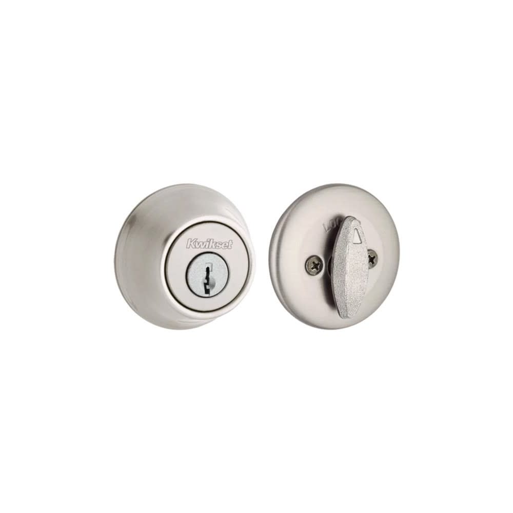 Satin Nickel Single Cylinder Deadbolt with Pin and Tumbler