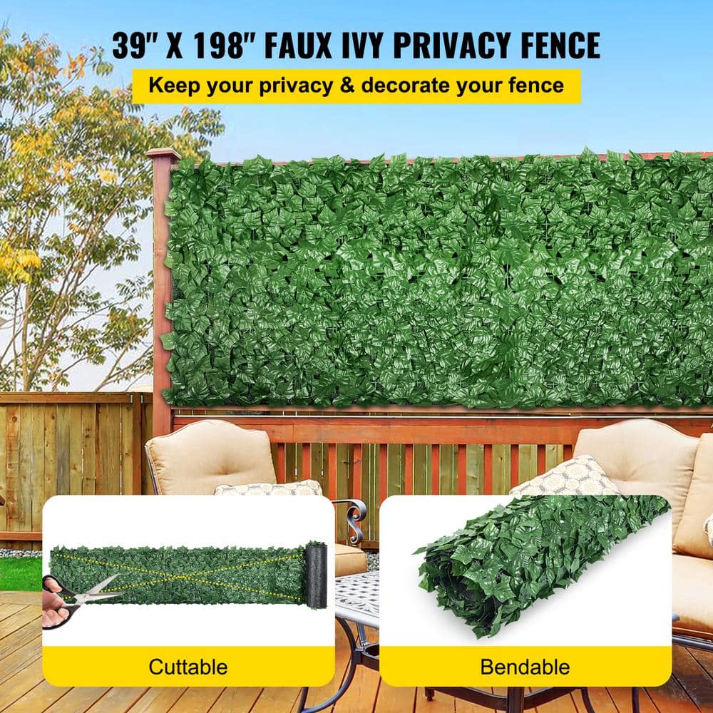 VEVOR Ivy Privacy Fence Screen 39 in. x 198 in. Faux Leaf Artificial Hedges 3-Layers Greenery Leaves Panel for Garden RZZWWLYC39198M3KMV0