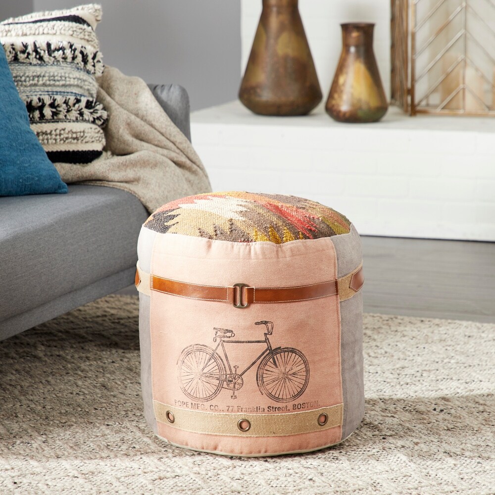 Multi Canvas Bohemian Pouf Boston 19 x 17 x 17   17 x 17 x 19Round