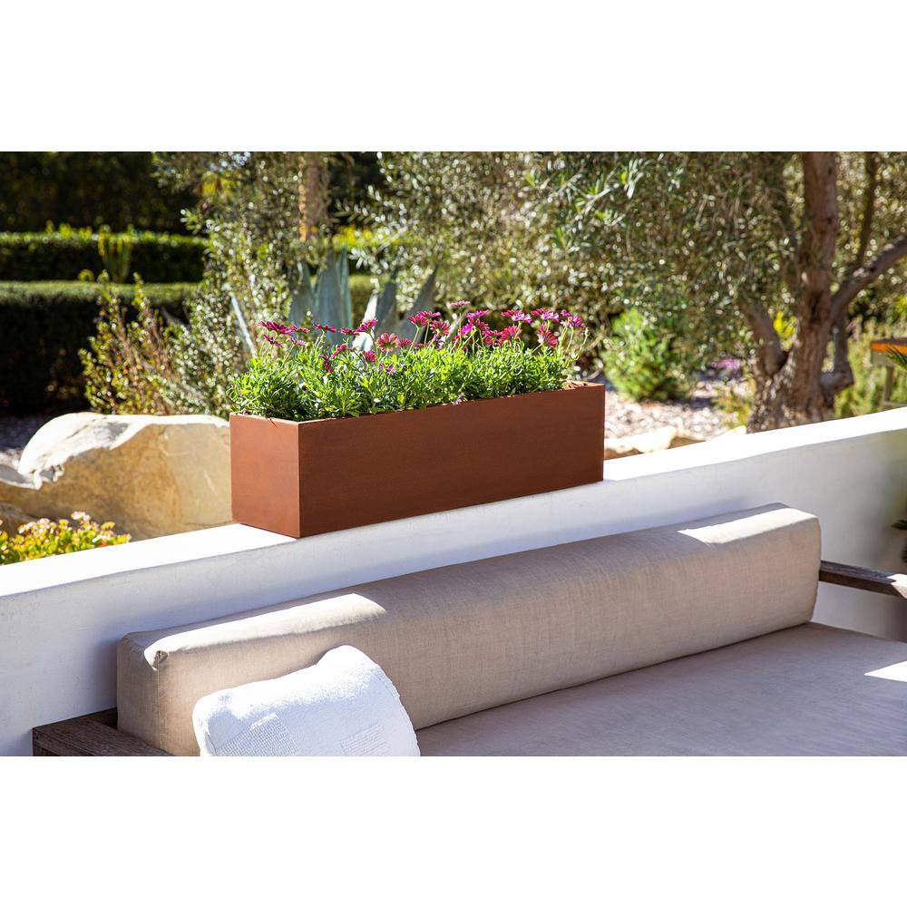 Veradek Trough 36 in. Rust Corten Steel Metal Window Box Planter TRHV36CS