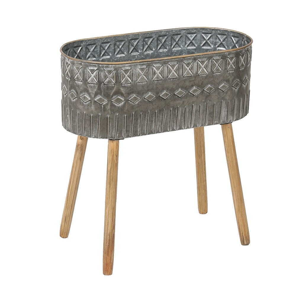 2 Piece Grey Metal Cachepot Planters