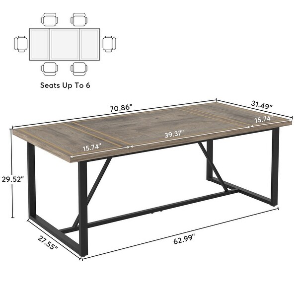 0.9 Inch Dining Table for 6 to 8， Modern Kitchen Table Dining Room Table， Rectangle Dinner Table