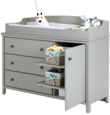 Cotton Candy Gray Changing Table with Removable Changing Station - South Shore