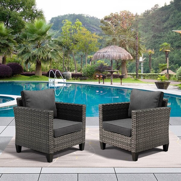 OVIOS 2piece Outdoor Highback Wicker Single Chairs