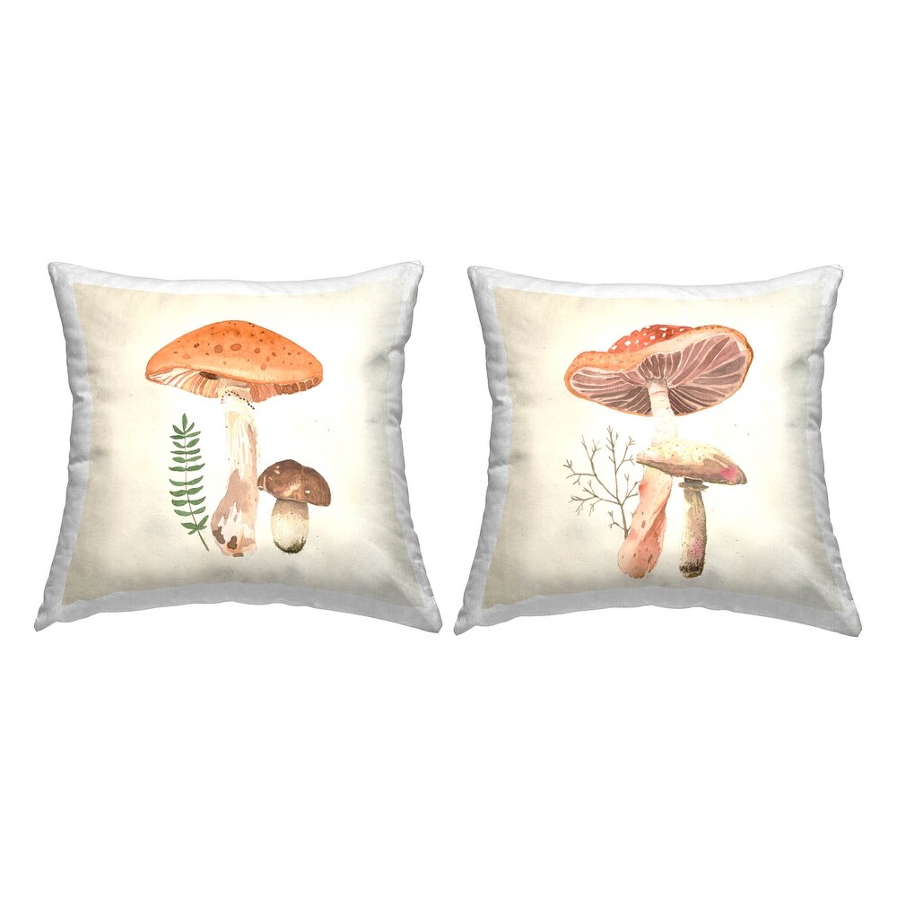 Stupell Mushroom Fungi Forest Botanicals Printed Throw Pillow Design by Lucca Sheppard (Set of 2)