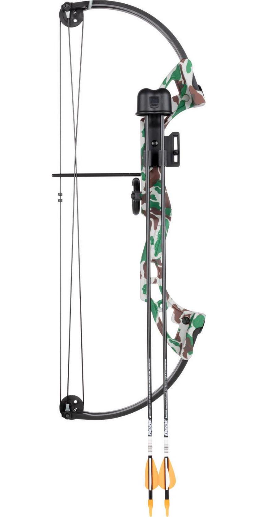 Bear Archery Brave Youth Bow Includes Whisker Biscuit， Arrows， Armguard， and Arrow Quiver Recommended for Ages 8 and Up a  Camo