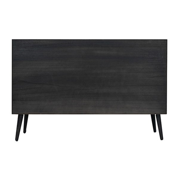 Dana 47 Inch TV Media Entertainment Center， Pine Wood， Rattan Doors， Black