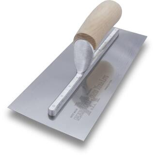 MARSHALLTOWN 12 in. x 4 in. Stainless Steel Curved Wood Handle Finishing Trowel MXS62SS