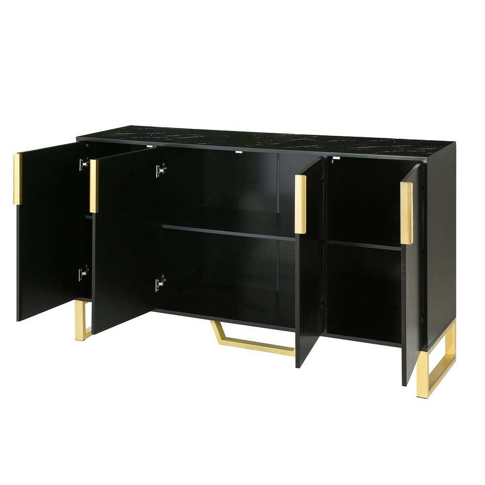 Modern sideboard with Four Doors  Metal handles   Legs and Adjustable Shelves Kitchen Cabinet