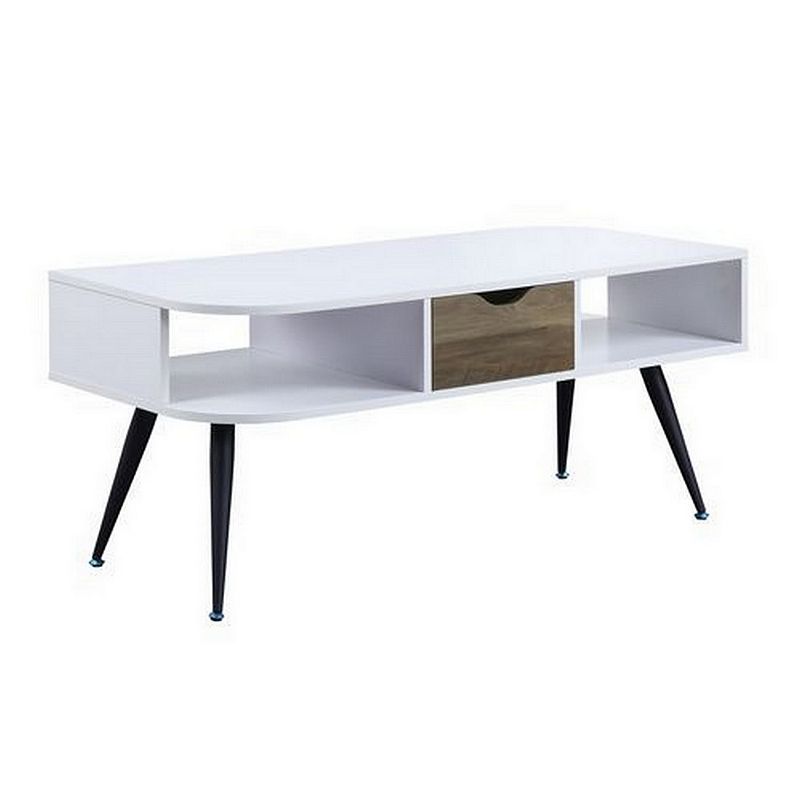 Coffee Table with Melamine Paper Veneer Top and 1 Drawer， White