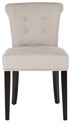 Set of 2 Armless Dining Chair  Padded Seat With Button Tufted Back  Taupe   Transitional   Dining Chairs   by Declusia  Houzz